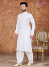 White Colour Outluk Vol 24 Stylish Festive Wear Heavy Cotton Mens Wear Pathani Latest Collection 24005